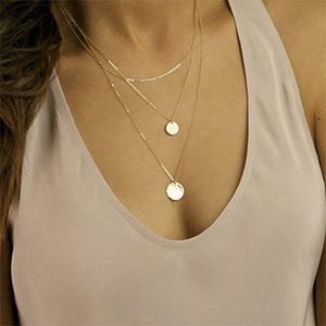 Dainty Layered Choker Necklace, Handmade 14K Gold Plated Y Pendant Necklace